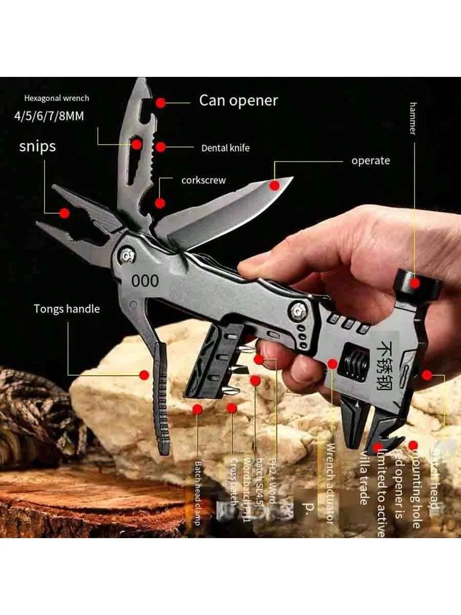 1pc Multifunctional Safety Hammer With Screwdriver, Foldable Pliers, Knife, Bottle Opener, And Emergency Escape Tool For Outdoor, Home, Water And Electrician, And Kitchen Use