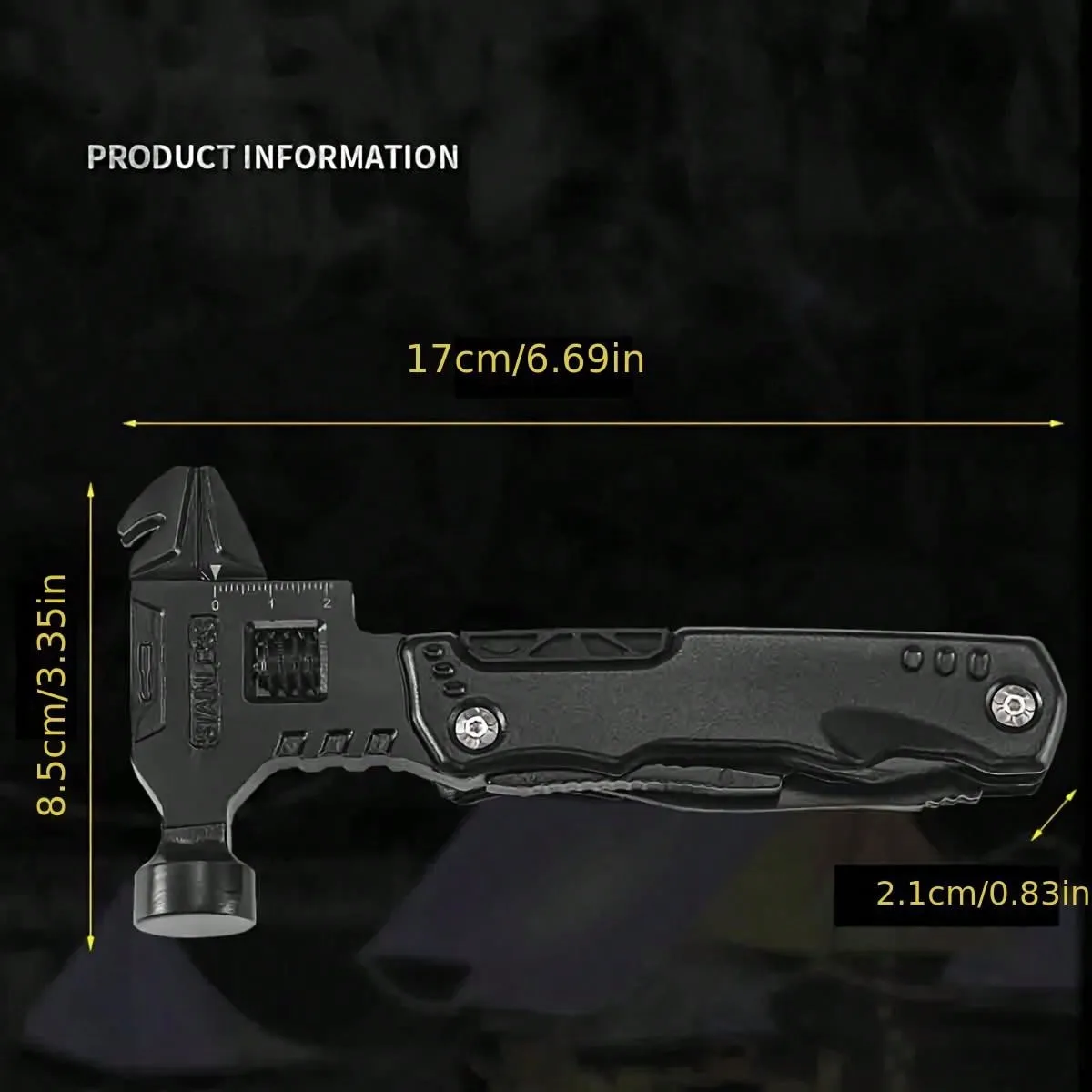 1pc Multifunctional Safety Hammer With Screwdriver, Foldable Pliers, Knife, Bottle Opener, And Emergency Escape Tool For Outdoor, Home, Water And Electrician, And Kitchen Use