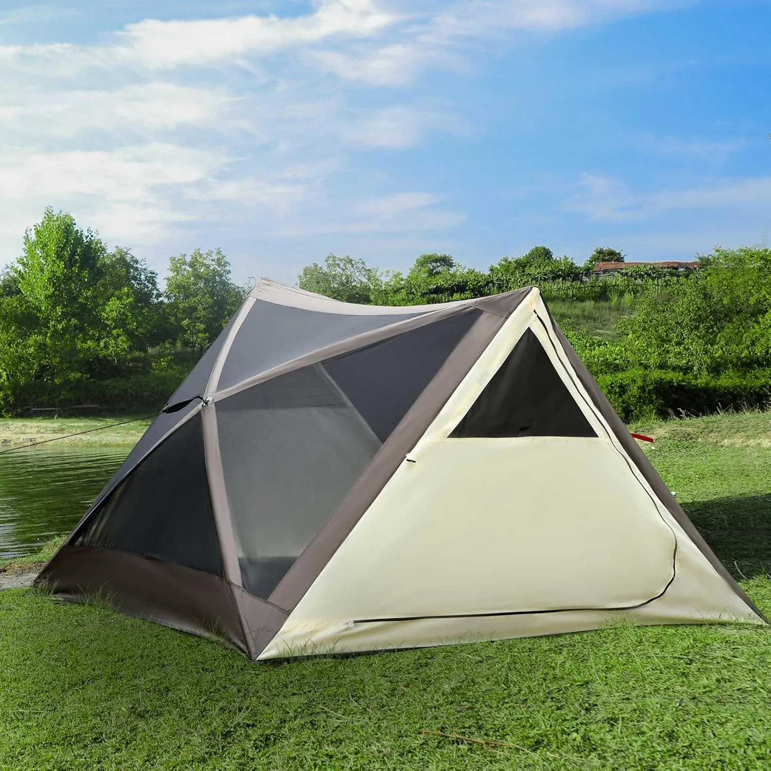 2-3 People Pop Up Camping Tent Waterproof Automatic Instant Tent Portable Cabana Beach Tent with Rainfly, Carry Bag, Windows and Doors, Outdoor Camping Hiking Indoor