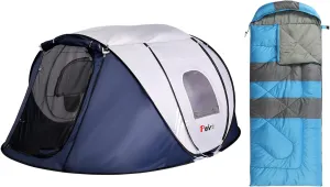 2-4 Person Pop Up Tent, Blue Sleeping Bags