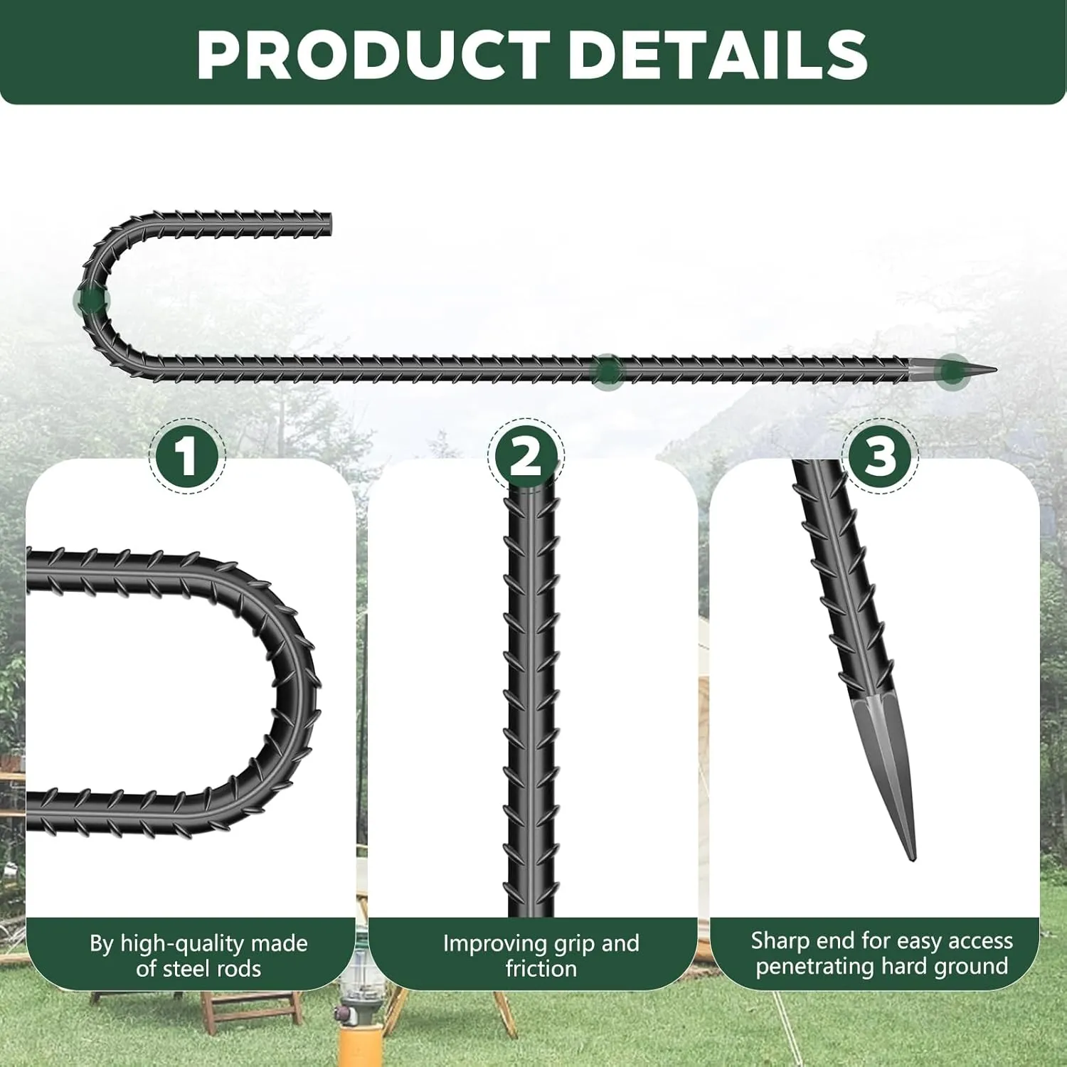 20 Pieces J Hooks Rebar Metal Tent Stakes 12 Inch Galvanized Ground Anchors Yard Stakes for Landscape Fabric Artificial Turf Heavy Duty Anti Rust for Outdoor Lawn Decorations Inflatables Swing Set
