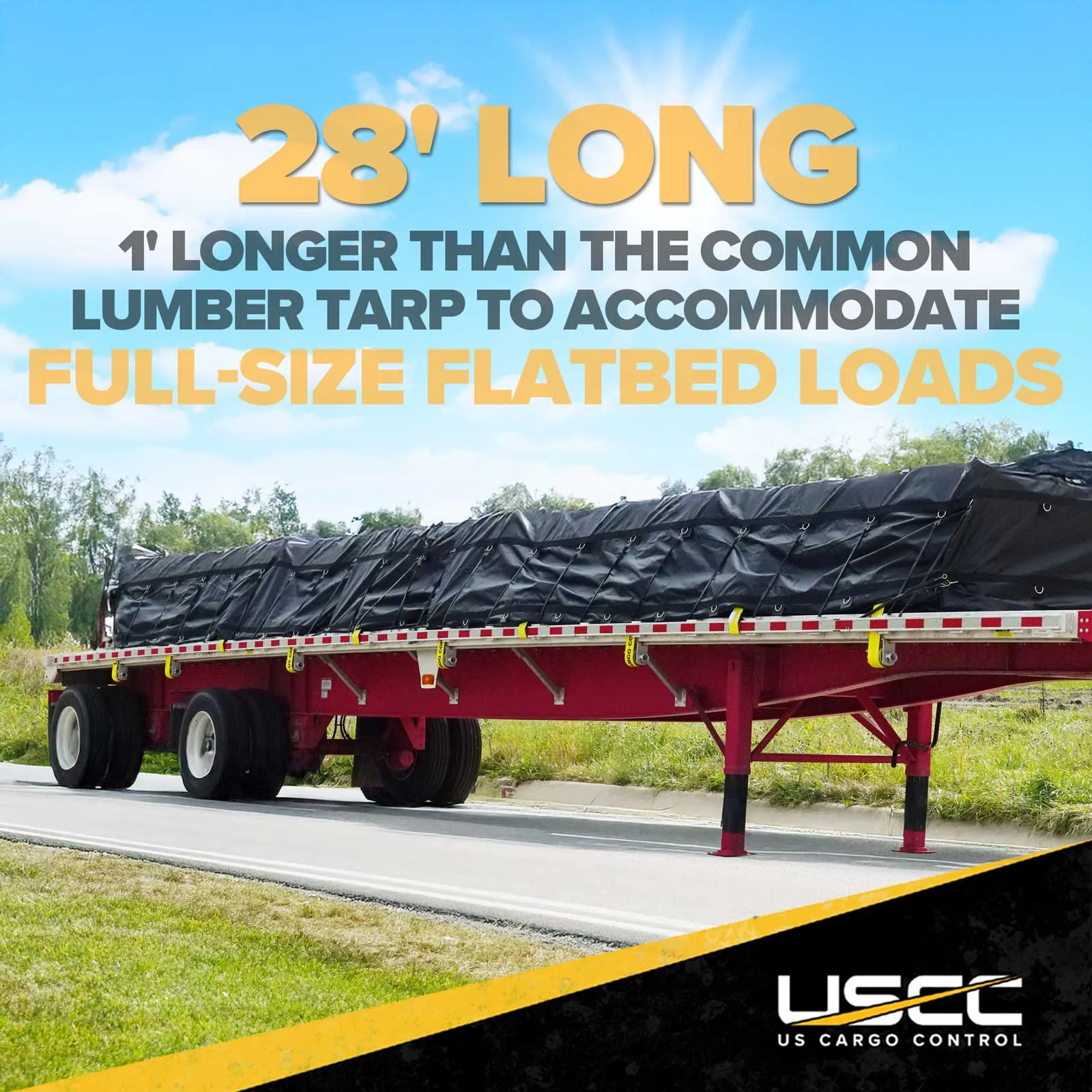 20' x 20' Lightweight Lumber Tarp | 6' Drop & Flap - 14 oz. Black Tarp