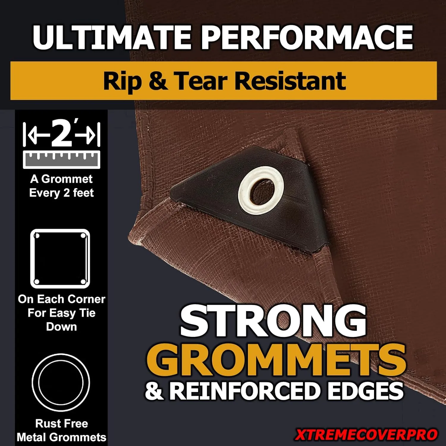 20' x 30' Brown Super Ultra Heavy-Duty Tarp – 20 Mil Waterproof & UV-Resistant 20x30 - Large Outdoor Tarp, Waterproof Cover for Rain Camping, Tent, UV Protection, Reinforced Corners