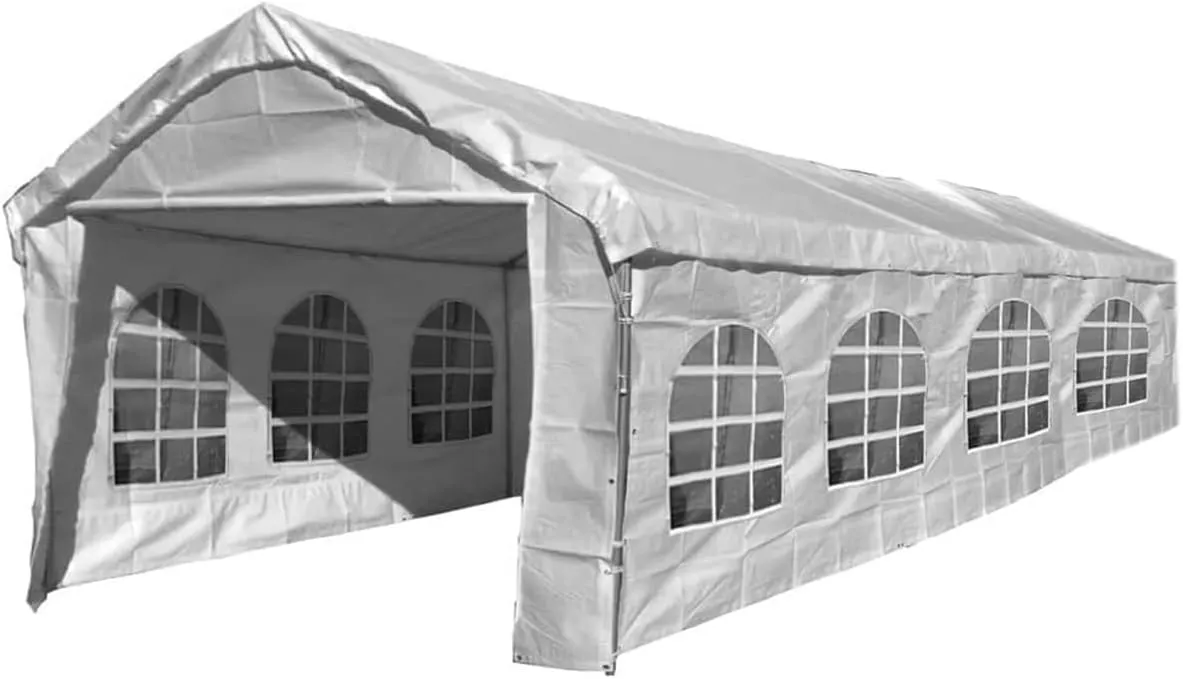 20x40 Party Tent Replacement Canopy Tarp Set Side Paneling and Valanced Top Set Replacement Tarp Kit Carport/Party Tent Top & Side Wall Set 4 Window Side Wall Replacement Tarps White 5pc