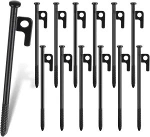 24 Pcs Spiral Tent Stakes 8 Inch Heavy Duty Tent Pegs Canopy Stakes with Spiral Tarp Stakes Unbreakable and Inflexible Metal Stakes Tent Spikes for Outdoor Camping Garden Ground Rocky Place