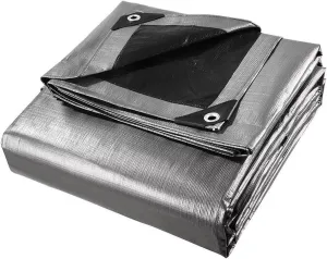 24 x 30ft Tarps Heavy Duty Thick Waterproof, Poly Canopy Silver   Black Tent Shelter Cover, 18 Mil Tarpaulin Shade, Rip and Tear Proof, UV Resistant Tarpaulin with Grommets and Reinforced Edges