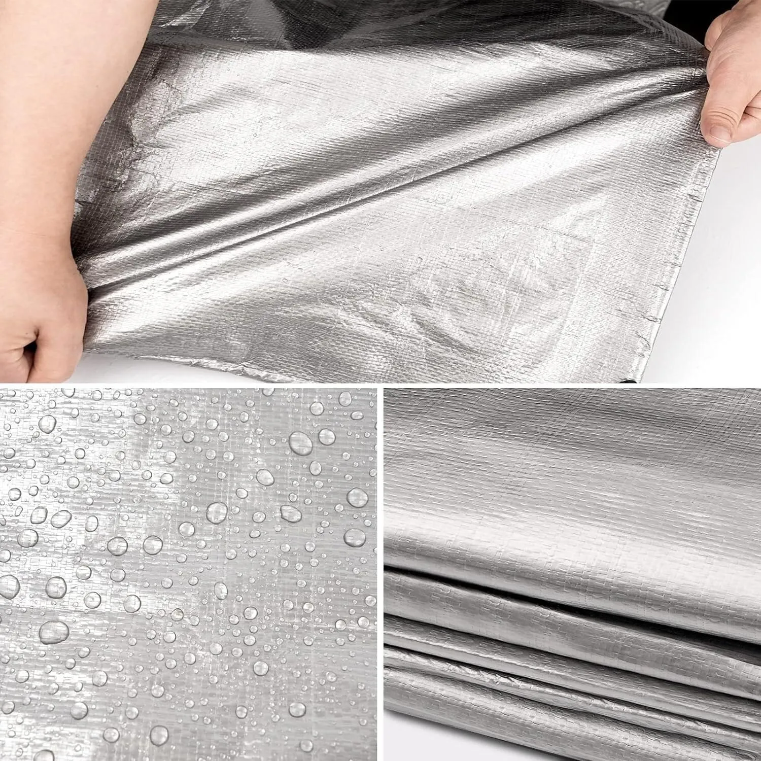 24 x 30ft Tarps Heavy Duty Thick Waterproof, Poly Canopy Silver   Black Tent Shelter Cover, 18 Mil Tarpaulin Shade, Rip and Tear Proof, UV Resistant Tarpaulin with Grommets and Reinforced Edges