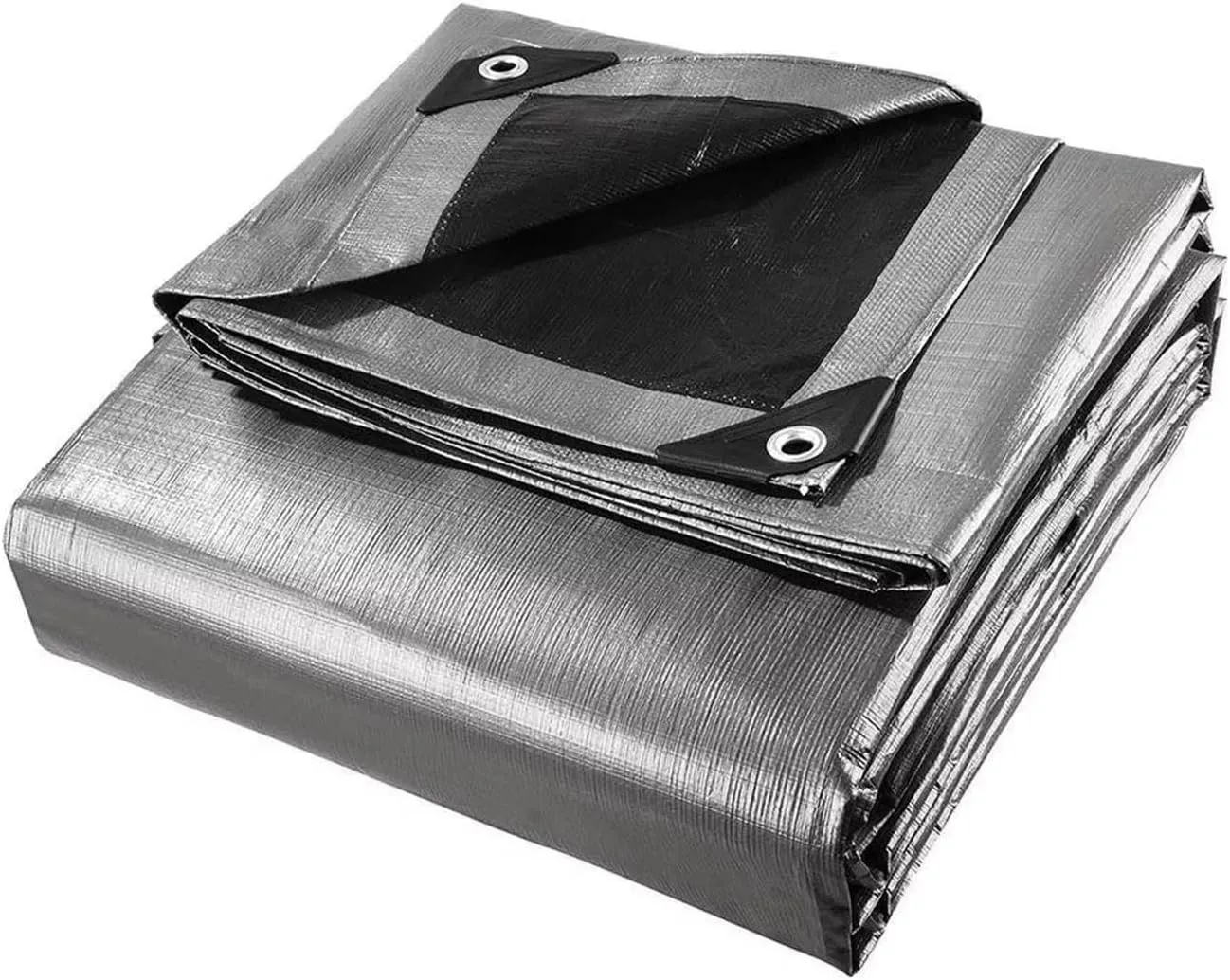 24 x 30ft Tarps Heavy Duty Thick Waterproof, Poly Canopy Silver   Black Tent Shelter Cover, 18 Mil Tarpaulin Shade, Rip and Tear Proof, UV Resistant Tarpaulin with Grommets and Reinforced Edges