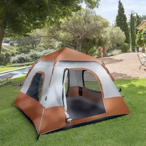 240 x 240 x 150cm Camping Tent 4 Person Family Tents, Cabin Tents, Tent,Hiking and Backpacking Camp Tents,Tents for Camping,Easy Setup Brown