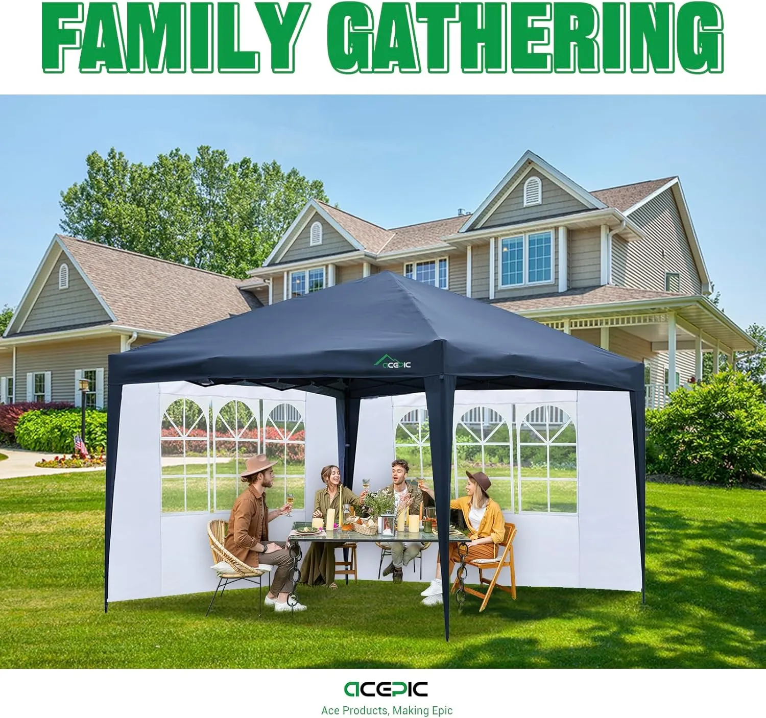 2Pcs Instant Canopy Tent Sidewalls for 10x10 Pop-Up Canopy, Garden Gazebo, 210D Oxford Fabric Waterproof, White (Canopy Tent NOT Included)