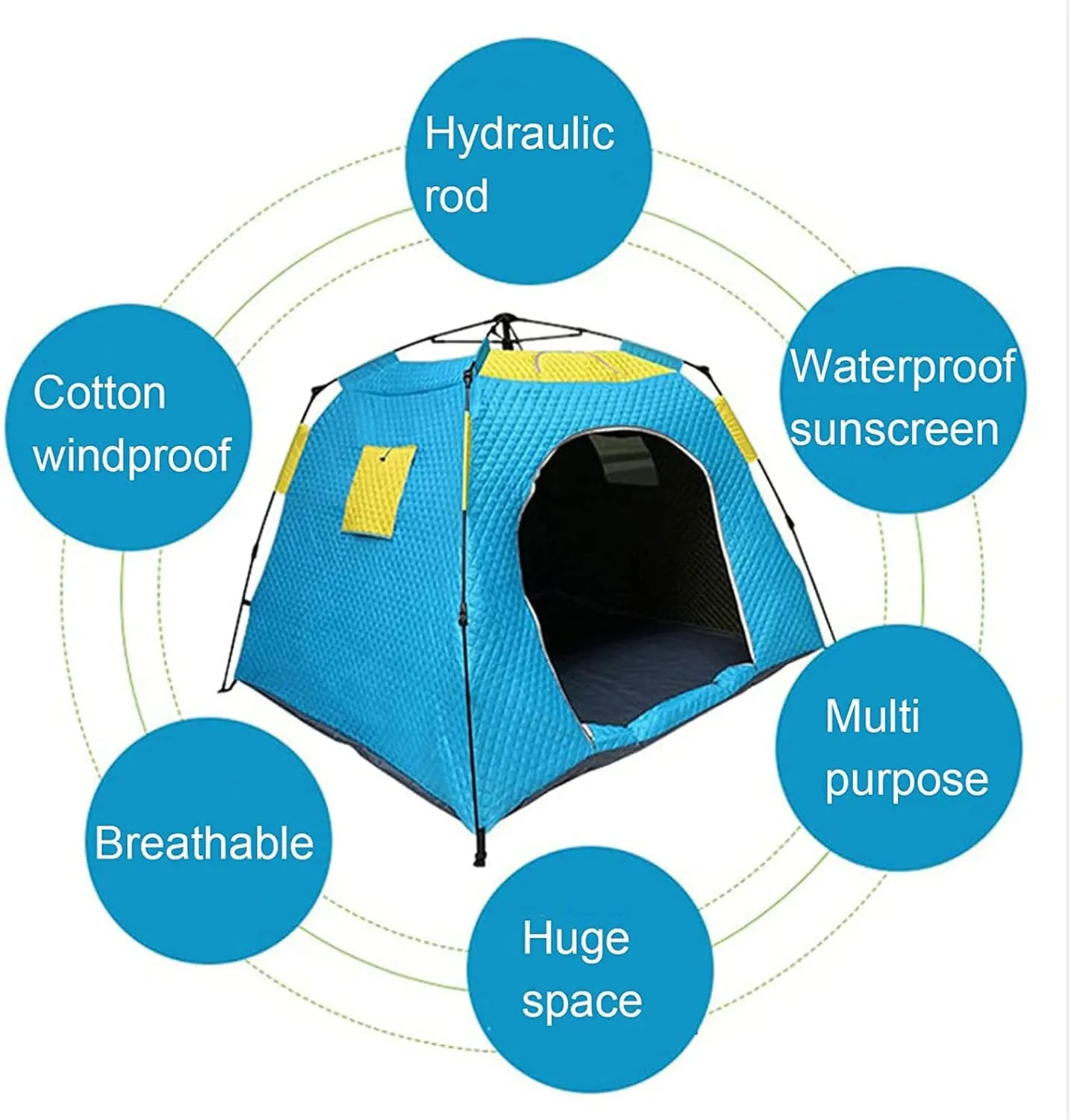 3-4 Person Ice Fishing Tent Thick Cotton Warm Winter Fully Automatic Waterproof Windproof Fishing Shelter with Pegs and Carry Bag
