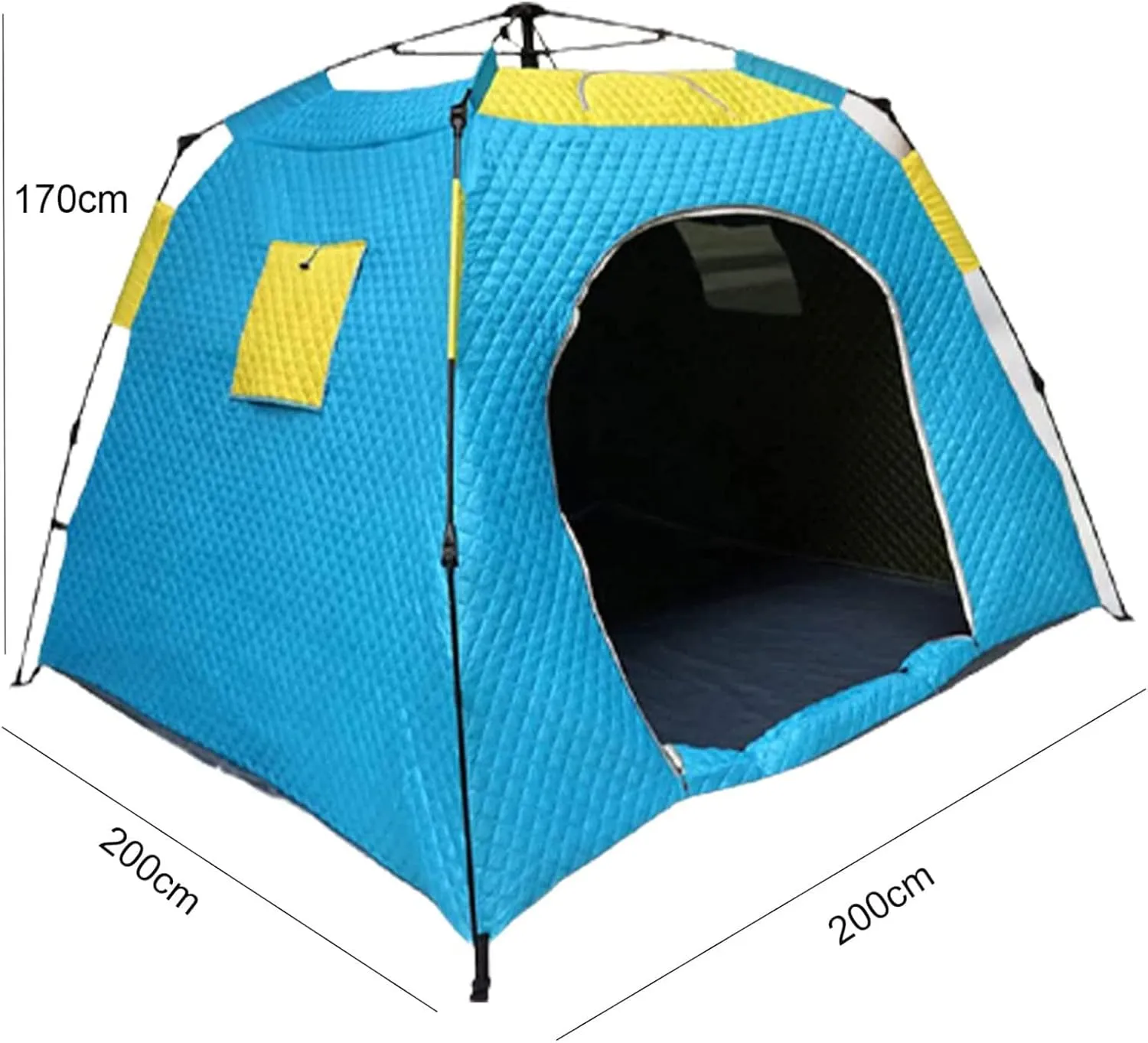 3-4 Person Ice Fishing Tent Thick Cotton Warm Winter Fully Automatic Waterproof Windproof Fishing Shelter with Pegs and Carry Bag