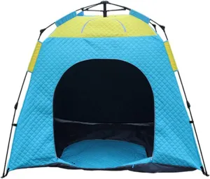 3-4 Person Ice Fishing Tent Thick Cotton Warm Winter Fully Automatic Waterproof Windproof Fishing Shelter with Pegs and Carry Bag