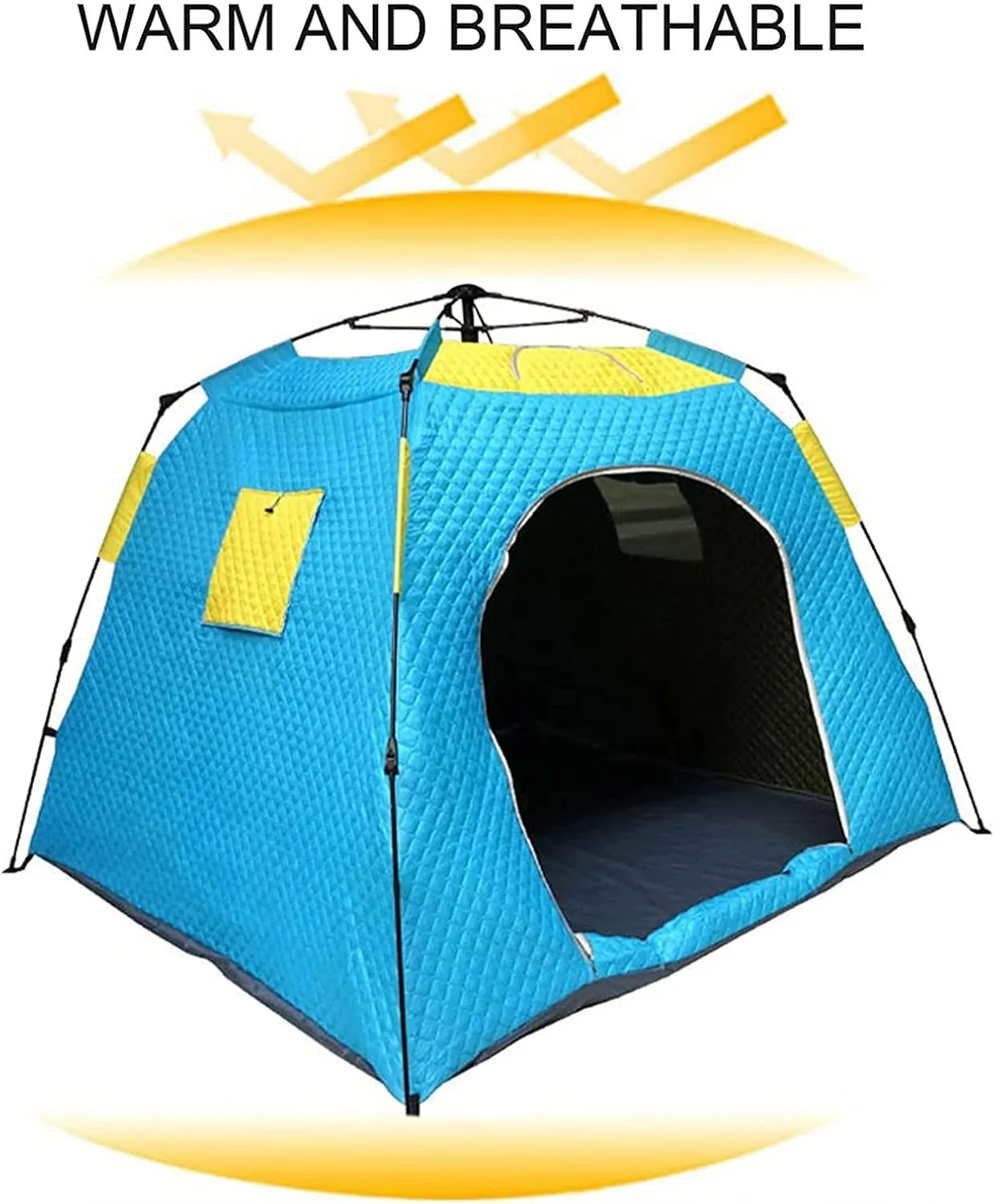 3-4 Person Ice Fishing Tent Thick Cotton Warm Winter Fully Automatic Waterproof Windproof Fishing Shelter with Pegs and Carry Bag