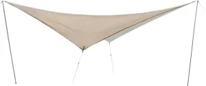 3-4 Person Large Tarp Camping Sun Shelter Outdoor Waterproof Canopy Picnic Garden 150D Windproof with 2.4m Pole