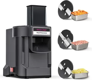 3 in 1 Electric Food Processor Vegetable Dicer Chopper Multifuntional Potato Cutter Onion Slicer with 3 Stainless Steel Blades for Commercial & Home Use