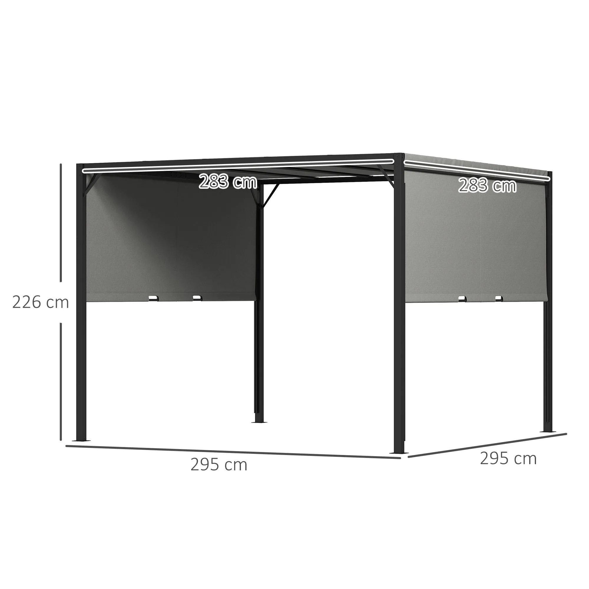 3 x 3m Outdoor Pergola Gazebo with Sun Shade Canopy, Retractable Roof & Steel Frame, Beige