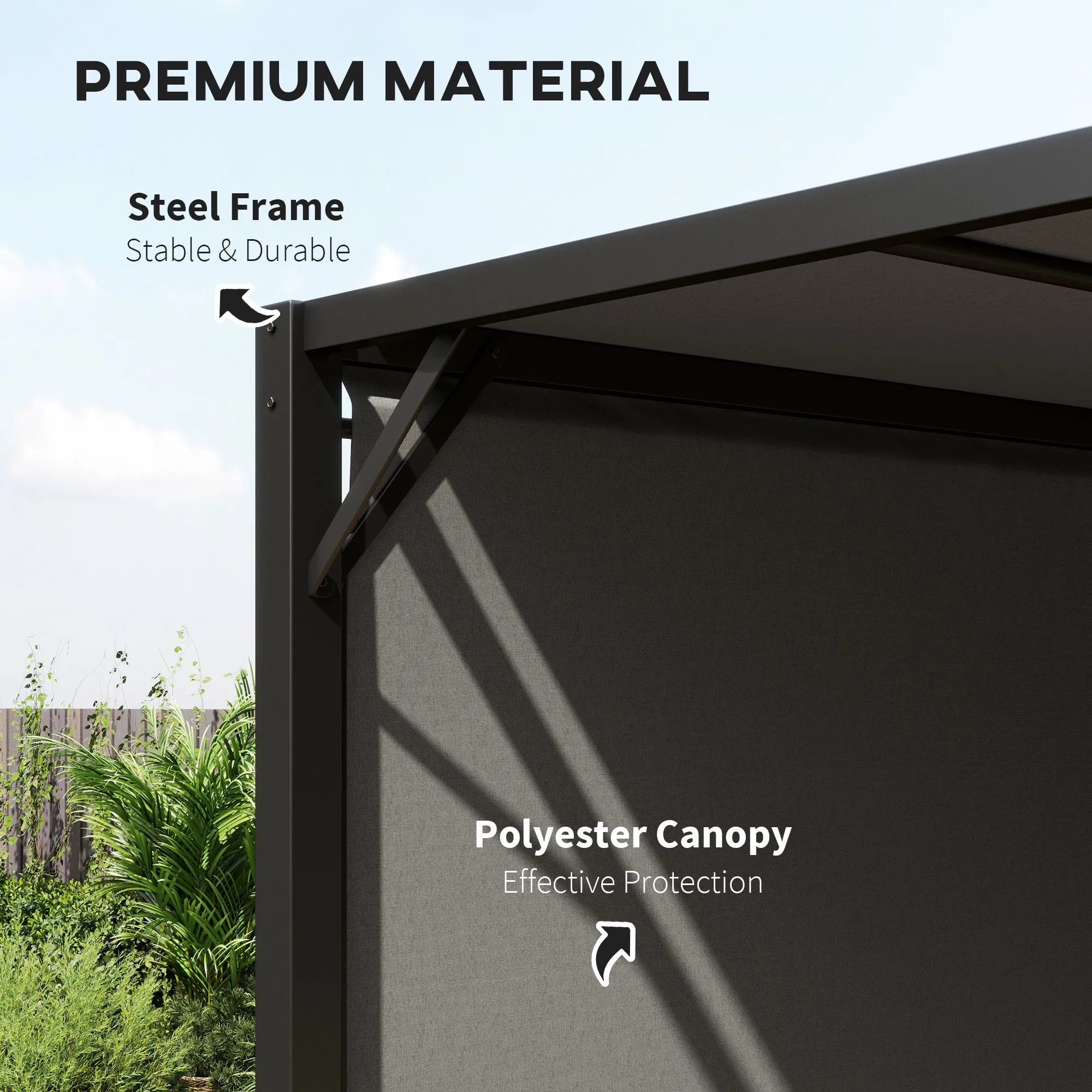 3 x 3m Outdoor Pergola Gazebo with Sun Shade Canopy, Retractable Roof & Steel Frame, Beige