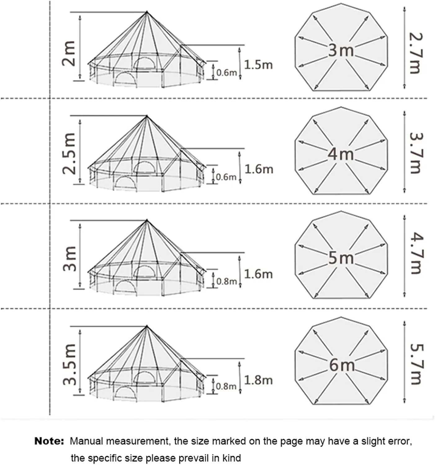 3/4m Cotton Canvas Bell Tent with 4 Windows Indian Yurt Tent Camping Family Teepee Tent for Glamping, Festival