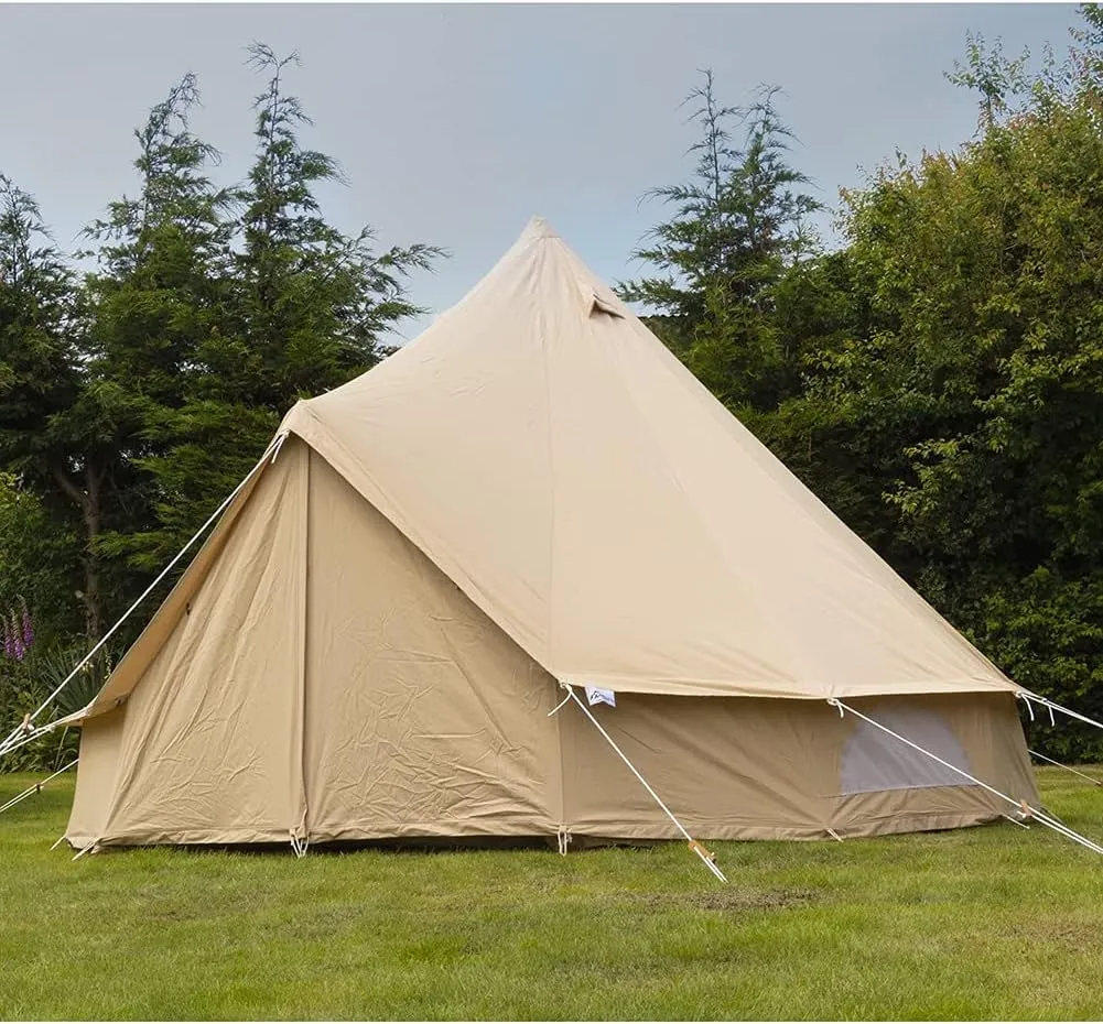 3/4m Cotton Canvas Bell Tent with 4 Windows Indian Yurt Tent Camping Family Teepee Tent for Glamping, Festival