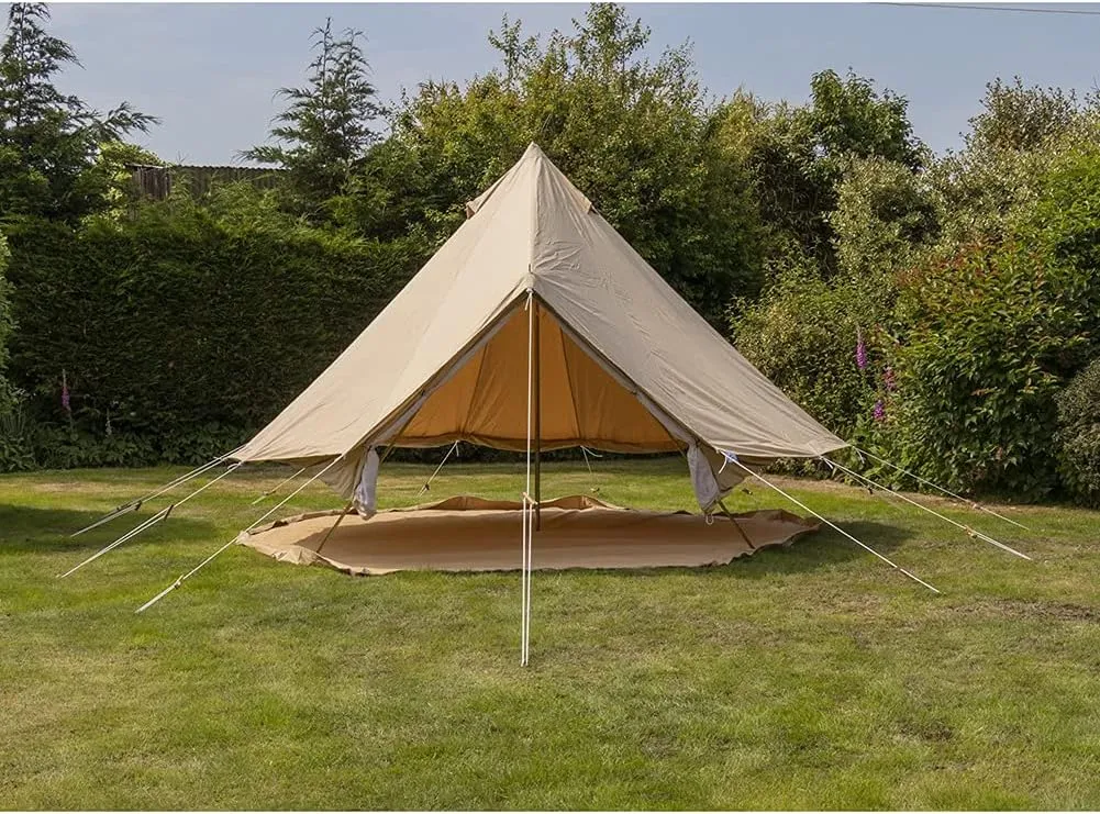 3/4m Cotton Canvas Bell Tent with 4 Windows Indian Yurt Tent Camping Family Teepee Tent for Glamping, Festival