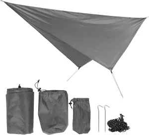 360x290cm Camping Cover Waterproof Multifunction Rhombus Canopy Beach Shade Cloth (Grey)