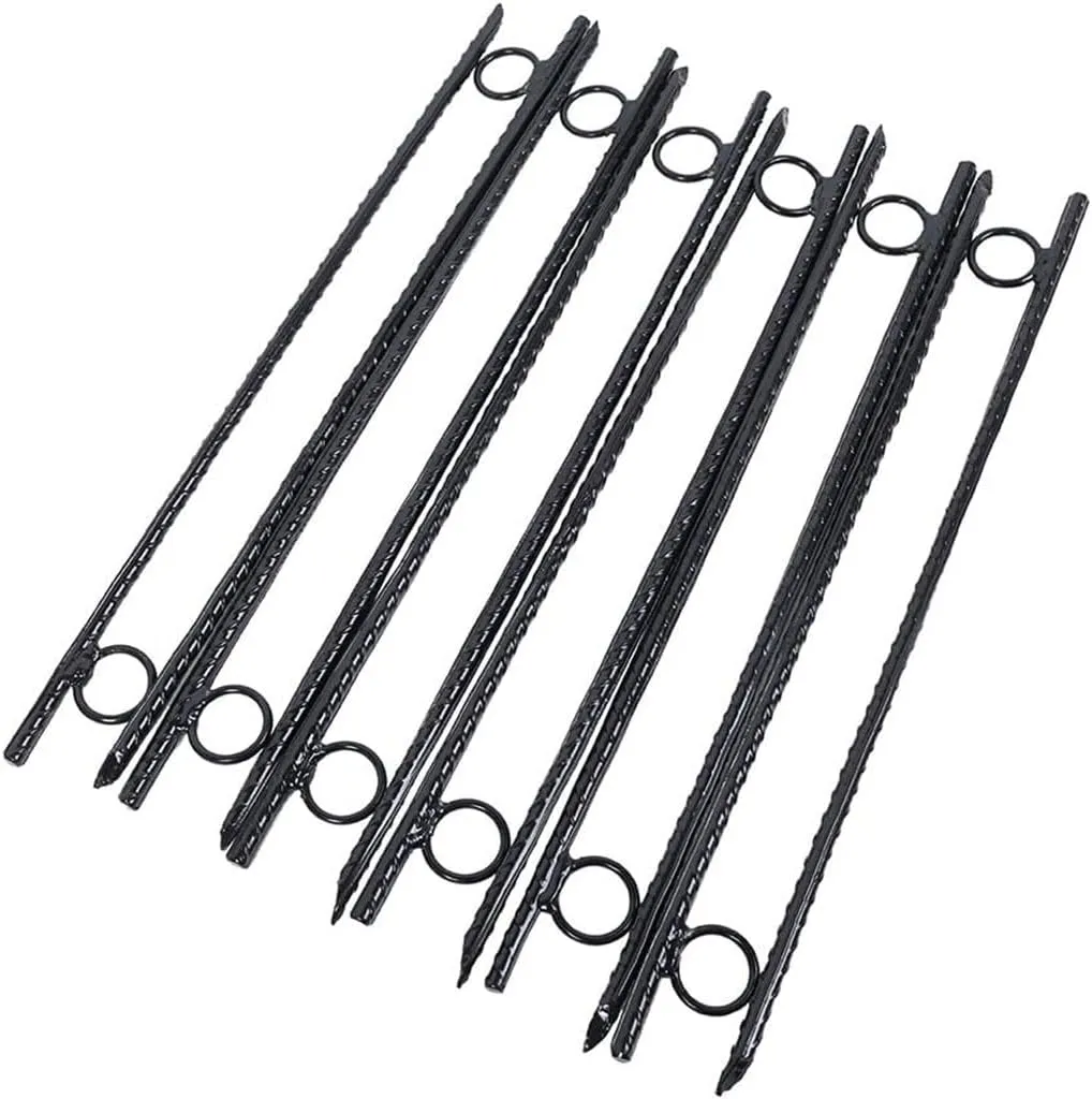 3/8 x 18 Inch Rebar Stakes Ground Stakes 12 Pack Heavy Duty Steel Chain Link Fence Stakes Metal Tent Stakes for Camping, Canopy, Outdoor Decoration