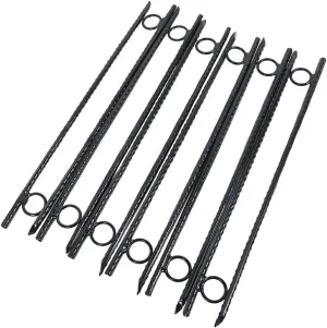 3/8 x 18 Inch Rebar Stakes Ground Stakes 12 Pack Heavy Duty Steel Chain Link Fence Stakes Metal Tent Stakes for Camping, Canopy, Outdoor Decoration