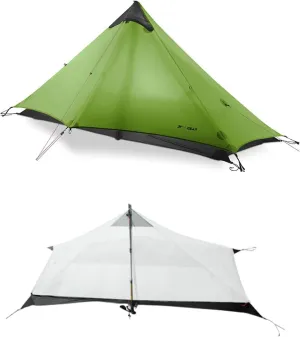 3F UL Gear Lanshan1 Ultralight Tent 3/4 Season Portable Backpacking Tent for 1-Person 15D Silicon Coated Waterproof Poleless Double Layer Tent for Camping, Climbing, Hiking