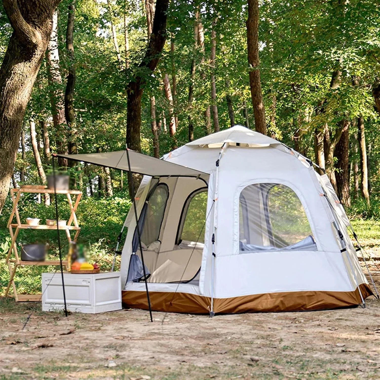 4-6 Person Tent Outdoor Camping Picnic Automatic Quick Open Tent Waterproof Sunshine-Proof Tent Family Pop Up Tent Garden Tent (L 4 to 6 Person One Size)
