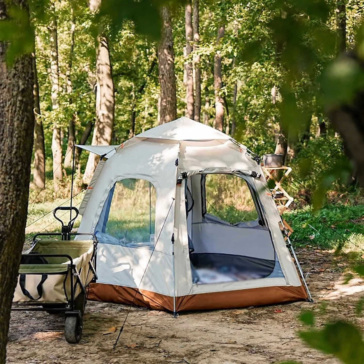 4-6 Person Tent Outdoor Camping Picnic Automatic Quick Open Tent Waterproof Sunshine-Proof Tent Family Pop Up Tent Garden Tent (L 4 to 6 Person One Size)