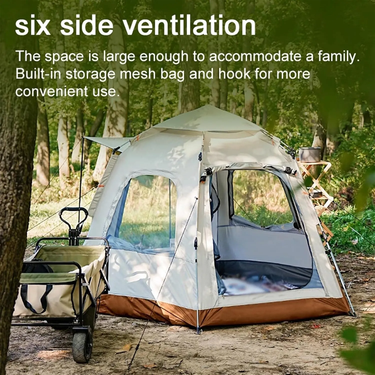4-6 Person Tent Outdoor Camping Picnic Automatic Quick Open Tent Waterproof Sunshine-Proof Tent Family Pop Up Tent Garden Tent (L 4 to 6 Person One Size)
