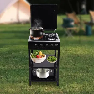 4 Hearth Stove Portable Gas Stove, Propane Gas Stove with Support Stand and Windshield Adapter for Home Entertainment and Commercial Use