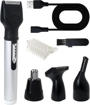 4 in 1 Ear/Nose/Eyebrow Trimmer Set Replacement for Men and Women with Rechargeable USB Cable, Rechargeable and 360°Rotating Design