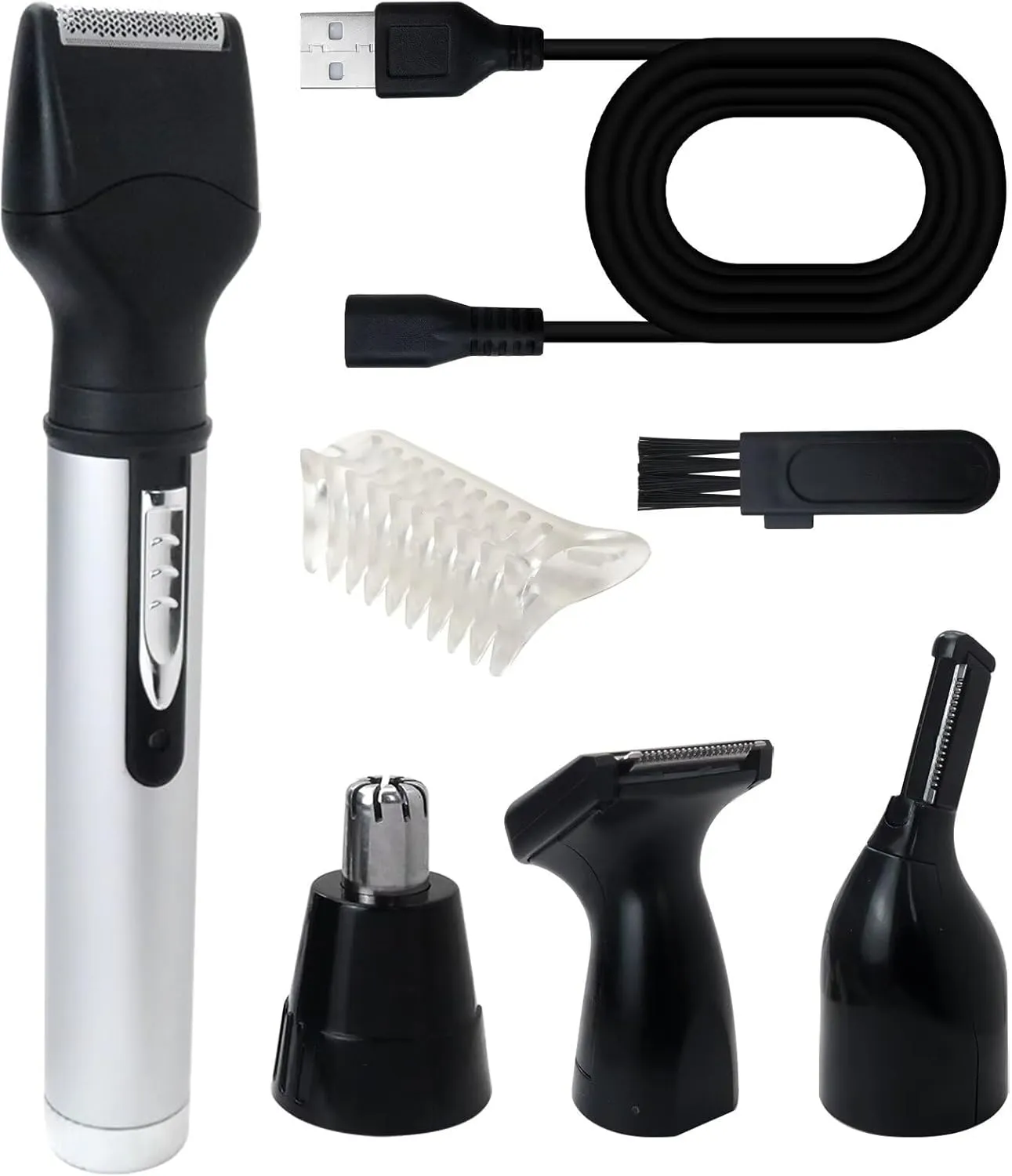4 in 1 Ear/Nose/Eyebrow Trimmer Set Replacement for Men and Women with Rechargeable USB Cable, Rechargeable and 360°Rotating Design