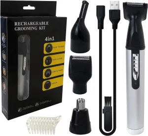 4 in 1 Rechargeable 360 Degree Nose Ear Beard Eyebrow Underarms Hair Trimmer Electric Shaver with Wet Dry