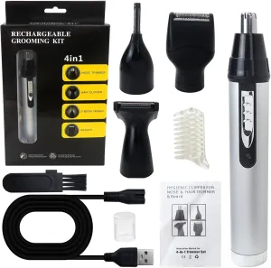 4 in 1 Rechargeable Eyebrow Ear Nose Beard Trimmer Set Replacement for Hair Clipper Shaver USB