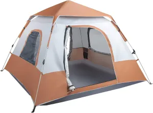 4-Person Camping Tent, 94.5"x94.5"x59.1", Pop-Up Design, 190T PU Fabric, Easy Setup, 9.9 lbs Lightweight