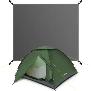 4 Person Camping Tent and Tent Footprint, Waterproof PU 3000mm, Suitable for Outdoor, Family, Camping, Hunting, Mountaineering Travel