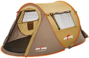 4-Person Instant Pop-Up Tent Two Double Doors Two Windows Set Up and Tear Down in Seconds (Oak Brown)