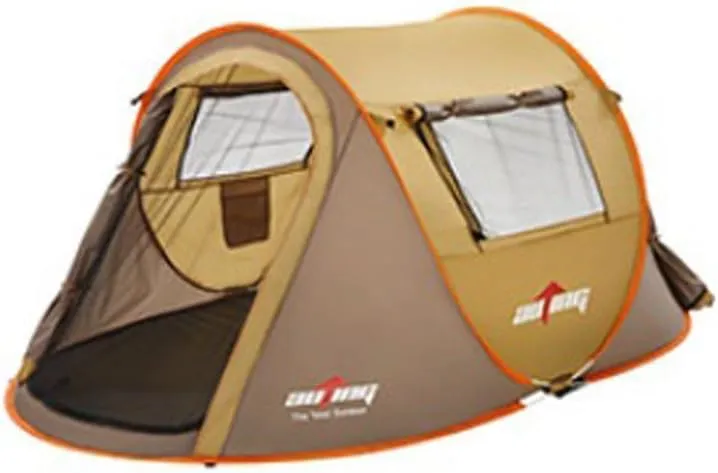 4-Person Instant Pop-Up Tent Two Double Doors Two Windows Set Up and Tear Down in Seconds (Oak Brown)