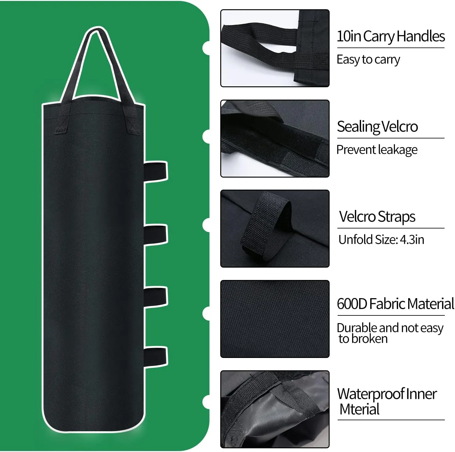 4/8/16 Pack Canopy Weights Sand Bags, 24 LBS Extra Large Canopy Sand Bags with Sand Shovel for Windproof Pop Up Tent Gazebo Canopy Outdoor Shelter Umbrella Pool Ladder Without Sand, Black (8 Pack)