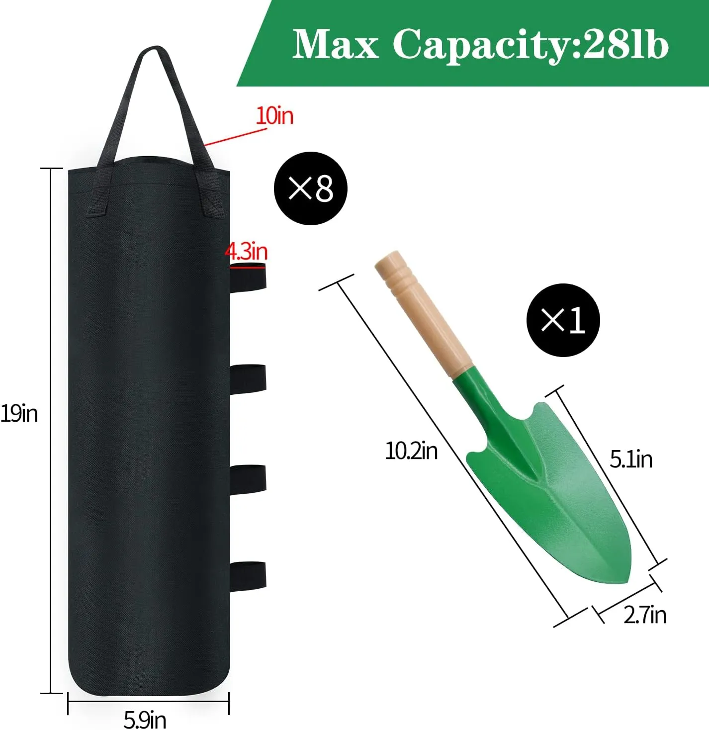 4/8/16 Pack Canopy Weights Sand Bags, 24 LBS Extra Large Canopy Sand Bags with Sand Shovel for Windproof Pop Up Tent Gazebo Canopy Outdoor Shelter Umbrella Pool Ladder Without Sand, Black (8 Pack)