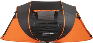 5-8 Person Camping Tent with Quick Setup, Spacious Interior, Black and Orange