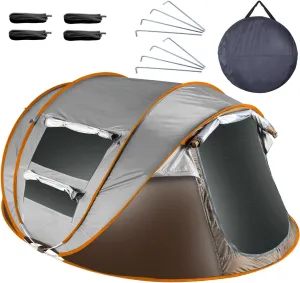 5-8 Person Pop Up Tent Automatic Setup Camping Tent with 4 Mosquito Net Windows Carrying Bag for Hiking Adventure Fishing