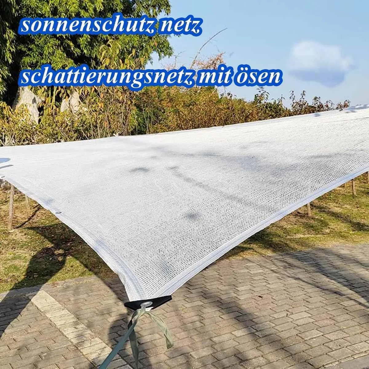 50% Sunblock Shade Cloth With Grommets,white Sun Mesh Shade Tarp HDPE Outdoor UV Resistant Shade Mesh Cover 1x2m 2x2m 2x6m 2x5m 3×5m 4×5m 4×6m 5×5m 5x8m 6x6m 6x8m 8x8m 8x10m Greenhouse Shading Netting