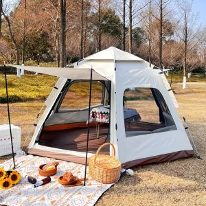 5/6/7 Person Pop Up Tent,Outdoor Shelter Camping Tents for Beach Picnic Party,Family Tent Quick to Set Up,Portable Tent with Carry Bag, for 3 Seasons (Size : Set 3)