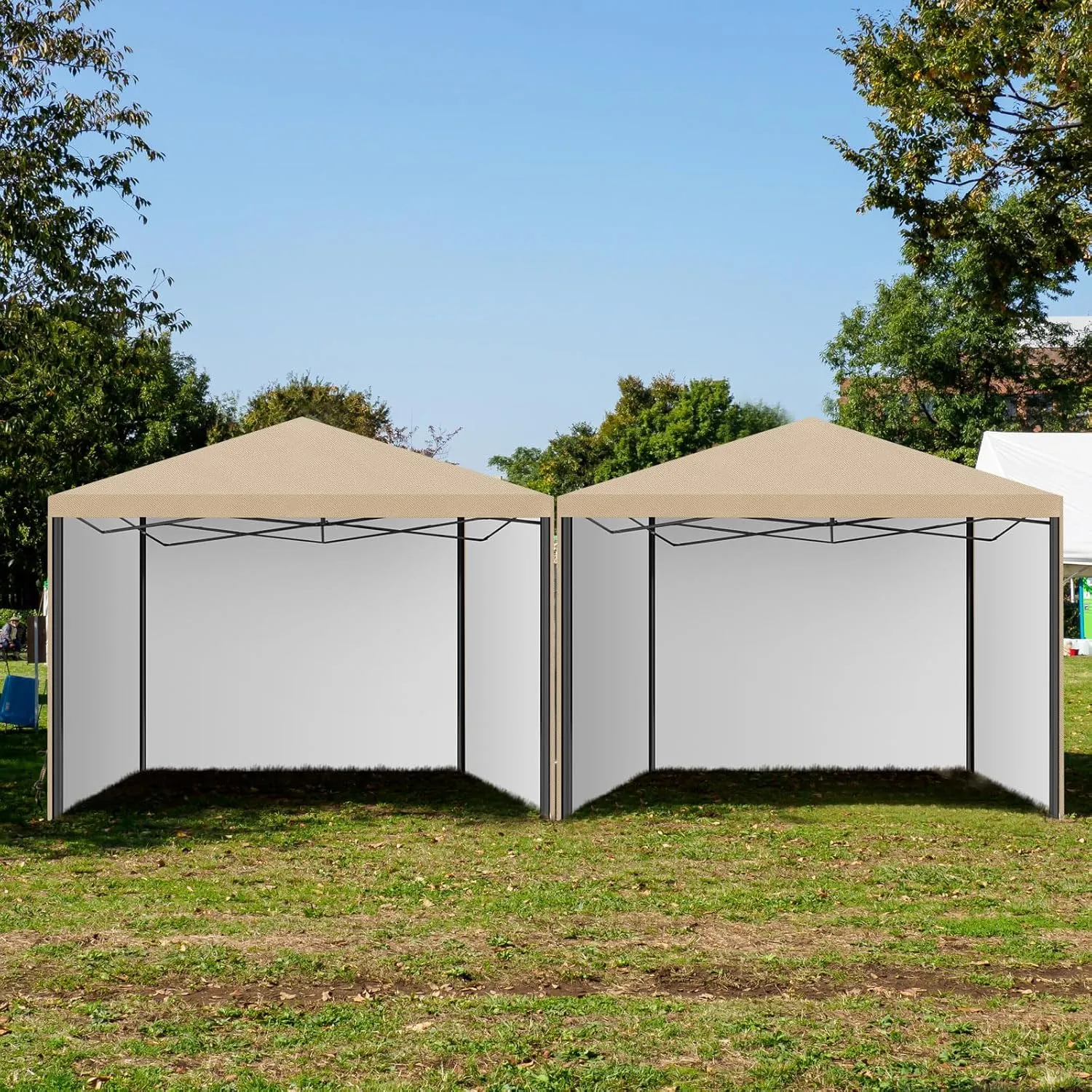 6 Pcs Instant Canopy Sidewalls for 10x10 Pop up Canopy Waterproof 99% UV Protection Tent Sidewalls with Silver Coating for Outdoor Camping, Tent Not Included (Khaki)