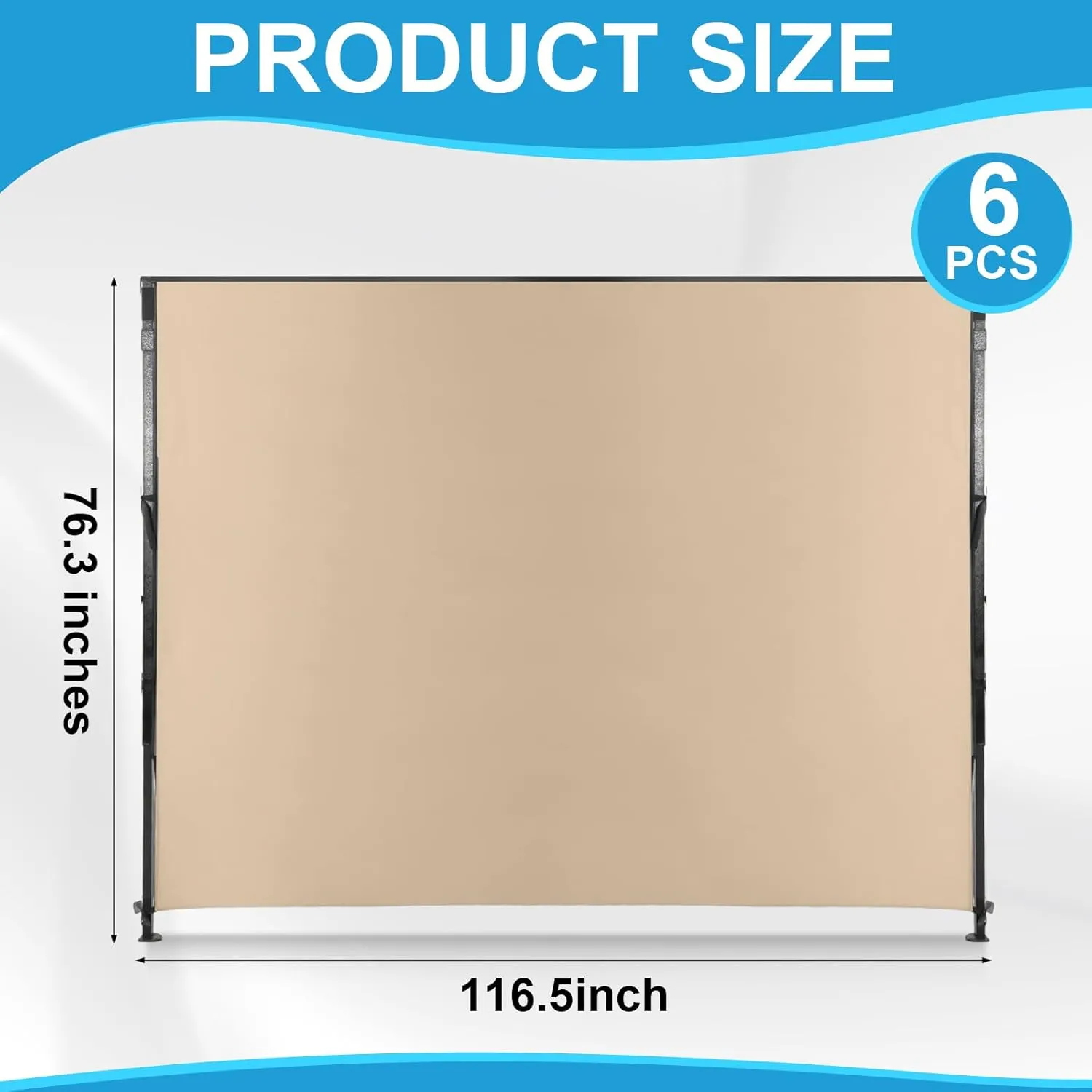 6 Pcs Instant Canopy Sidewalls for 10x10 Pop up Canopy Waterproof 99% UV Protection Tent Sidewalls with Silver Coating for Outdoor Camping, Tent Not Included (Khaki)