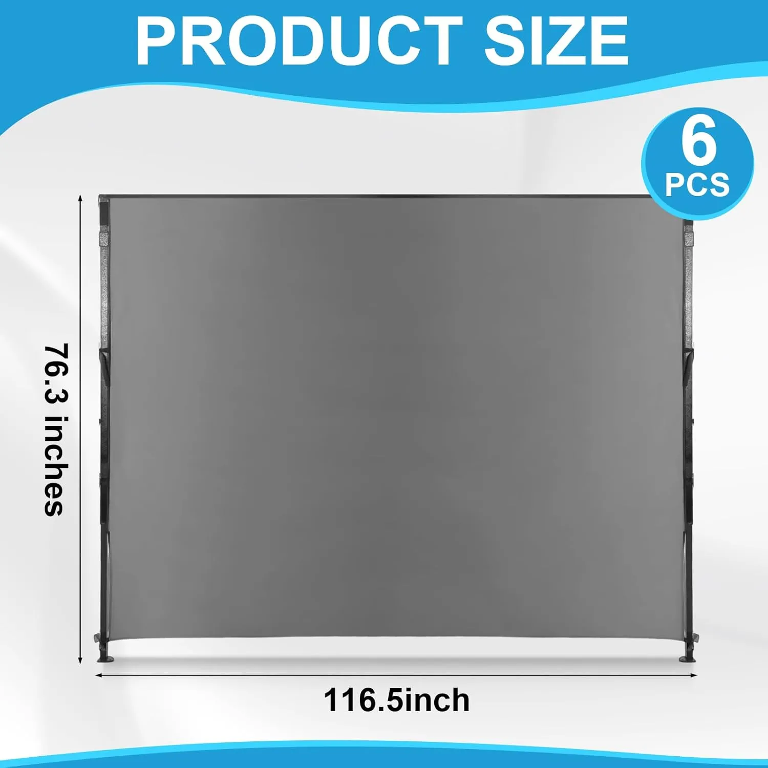 6 Pcs Instant Canopy Sidewalls for 10x10 Pop up Canopy Waterproof 99% UV Protection Tent Sidewalls with Silver Coating for Outdoor Camping, Tent Not Included(Gray)